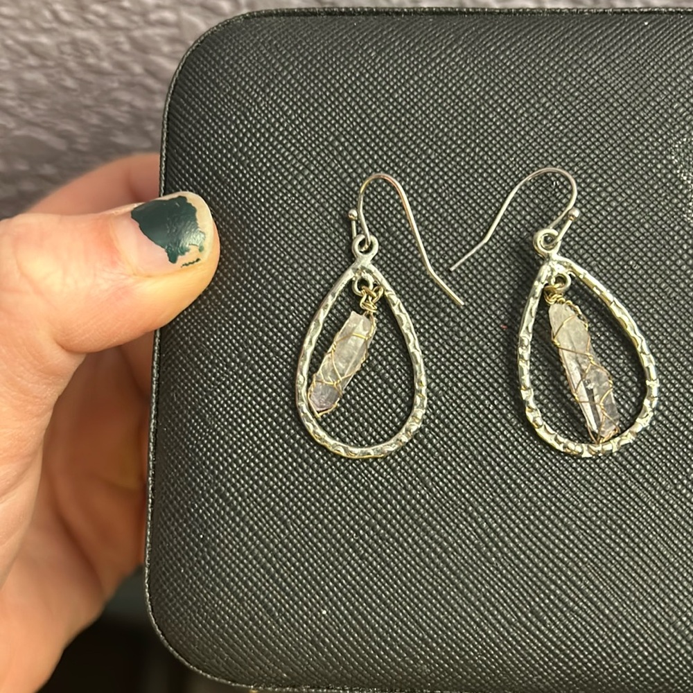 Light purple silver plated quartz earrings